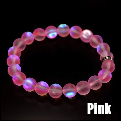 Mermaid Glass Quartz Glowing Aura Moonstone Matte 8mm Bracelet