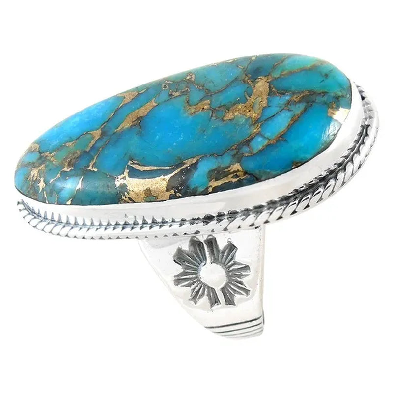 Turquoise Ring Sterling Silver 925 with Genuine Turquoise Size 6 to 11