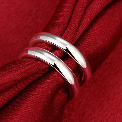 925 Sterling Silver Thumb Finger Ring Opening Double Lines With  Vintage Fashion Silver Engagement Rings for Women Men