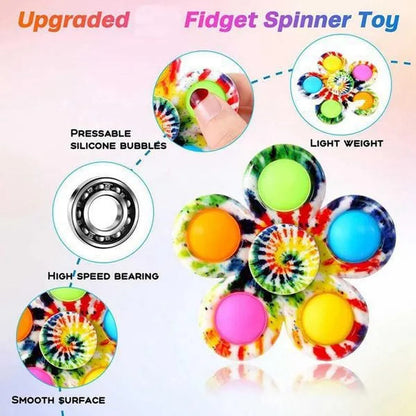 10Pcs / 5 / 2 / 1Pcs 2 In 1 Pop & Decompression Fidget Spinner , Gyro Spinner Spinning Top, Playability, Rotatable, Pressable, Decompress ADHD, Children's Toys, Decompression Toy,Fidget Toys Boutique Gifts