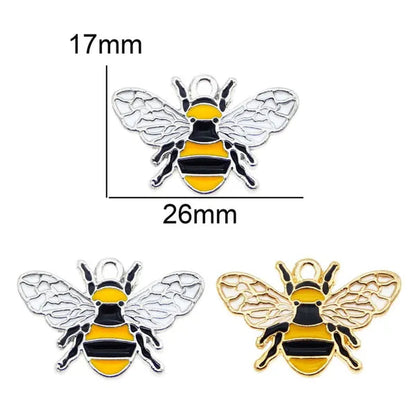20pcs Enamel Bee Animal Pendant Alloy Charms For Women Bracelet Making Accessory Handmade DIY Findings 17*26mm