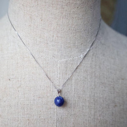 Adjustable 925 Sterling Silver Plated with 18K White Gold Lapis Lazuli Necklace for Women - Handmade Crystal Pendant Jewelry | December Birthstone(Lapis-Lazuli)