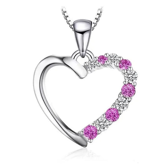Majesty Diamonds MDS210146 Round Pink Nano Sapphire Heart Pendant Necklace with Chain in 0.925 White Sterling Silver