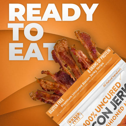 Bacon Jerky Variety Pack, Tender, Flavorful, Easy to Chew Bacon Jerky with up to 24G Protein per Bag, Gift Basket for Men, Unique Gifts for Men, Food Gifts (5 Bags)