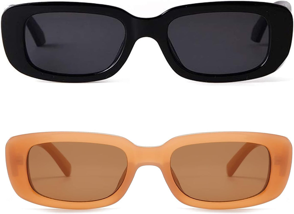 Rectangle Sunglasses for Women Retro Driving Glasses 90’s Vintage Fashion Narrow Square Frame UV400 Protection