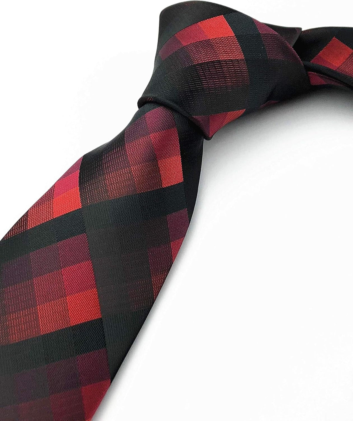 Men'S Classic Checks Dark Blue Grey Jacquard Woven Silk Tie Necktie