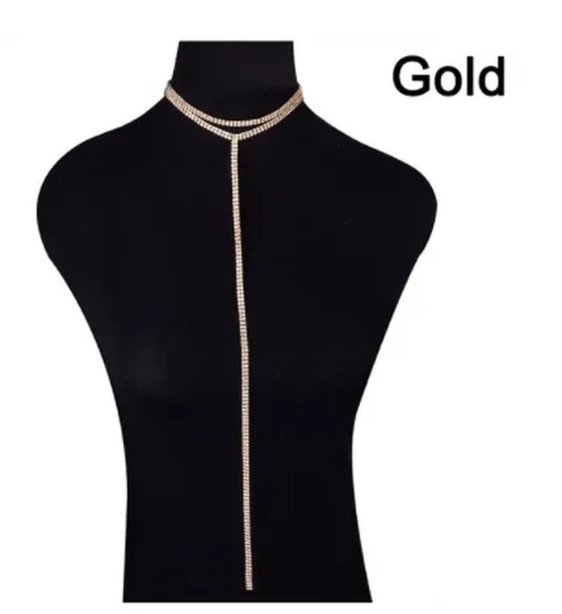 Long full diamond double necklace