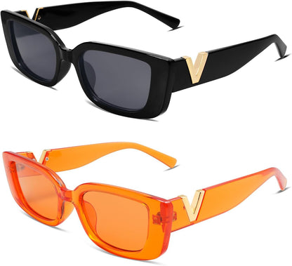 Rectangle Sunglasses for Women 90s Retro Trendy Y2K Classical Vintage Square Shades AR82037