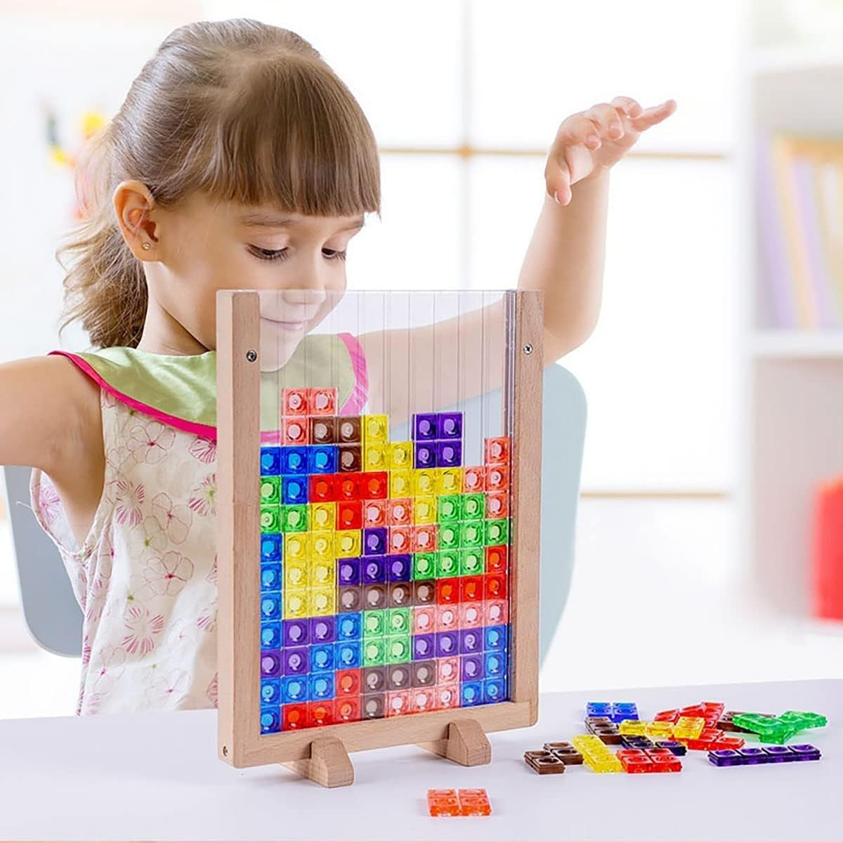 Russian Blocks Puzzle,3D Transparent Brain Teaser Toys, 3D Puzzles, Montessori Toys for 3 4 5 6 7 8 9 10 Year Old Boys Girls Kids