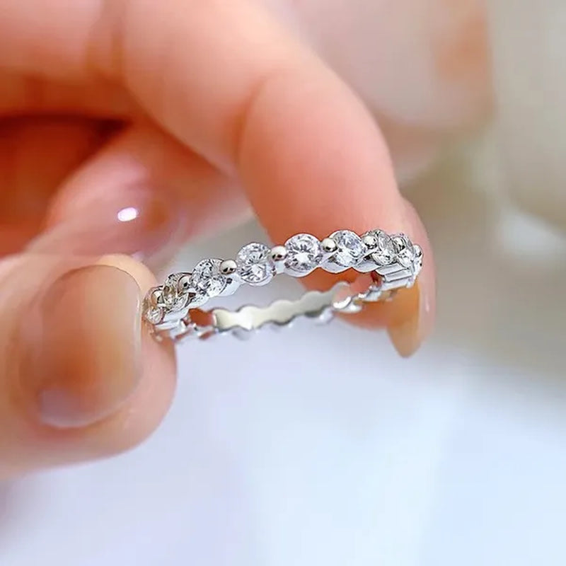 Fashion Bride Jewelry Luxury 925 Sterling Silver Ring Full Eternal Moissanite Diamond Rings for Women Proposal Wedding Engagement Anniversary Party Band Gift