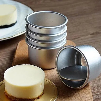 Stylish 4Pcs Round Mini Cake Pan Removable Bottom Pudding Mold DIY Baking Tools