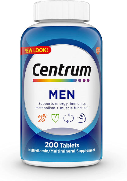 Multivitamin for Men, Multivitamin/Multimineral Supplement with Vitamin D3, B Vitamins and Antioxidants, Gluten Free, Non-Gmo Ingredients - 200 Count