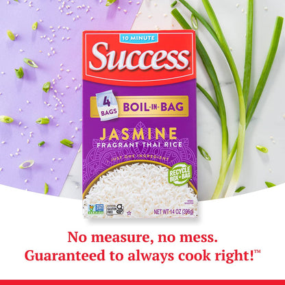 Boil-In-Bag Rice, Thai Jasmine Rice, Quick Rice Meals, 14-Ounce Box