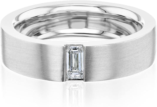 Flush Emerald Cut Lab Diamond (DEF/VS) Wedding Band 14K Gold