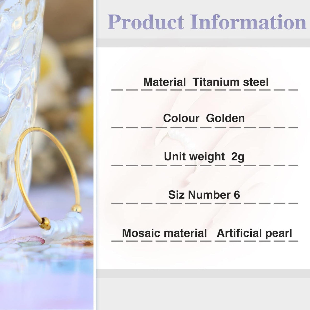 High End Natural Freshwater Pearl Irregular Combination Rings for Women,18K Gold Plated Gold Beads,Pearl Ring