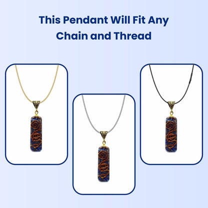 Lapis Lazuli Pipe Pendant, Lapis Lazuli Pendant Necklace Chakra Jewelry for Women & Men, Self-Healing Handmade Lapis Lazuli Crystal Gemstone Necklace for Reiki & Meditation