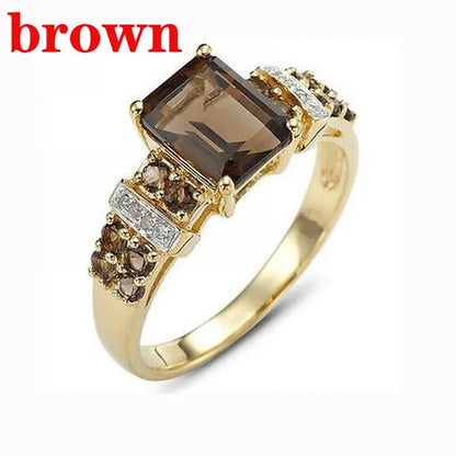 Women's Men Brown Sapphire 18K Golden Plated Ring Jewelry Size 6-10 (Choice Color and Size )
