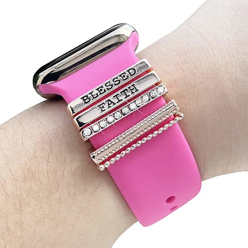 Metal Charms Watch Band Decoration Ring For Apple Diamond Ornament For iwatch Bracelet Silicone Strap Jewelry Accessories