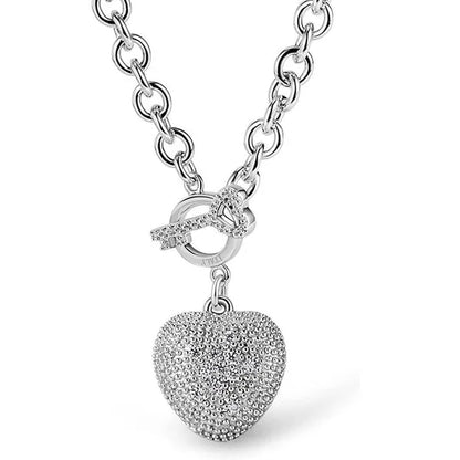 FASHION Women's 925 Sterling Silver Necklace Noble Heart Pendant Necklace/Bracelet Solid Silver Rolo Chain Birthday Party Jewelry