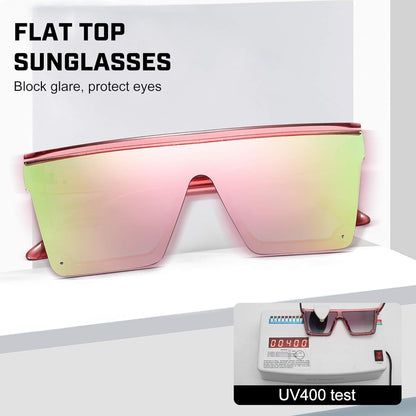 Oversized Square Sunglasses for Women Men Fashion Siamese Lens Style Flat Top Shield Shades