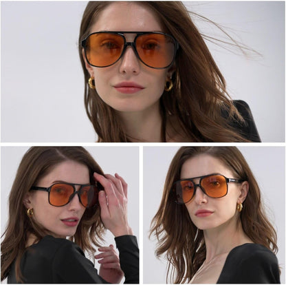Vintage Retro 70S Sunglasses for Women Men Classic Large Square Aviator Trendy Glasses