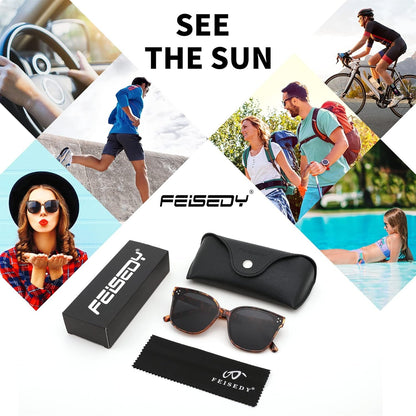 Retro Square Polarized Sunglasses Women Men Vintage Minimalist Shades B2600