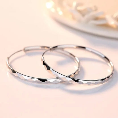 New 925 Sterling Silver Large Circle Hoop Earrings for Women Fashion Party Wedding Jewelry Gifts