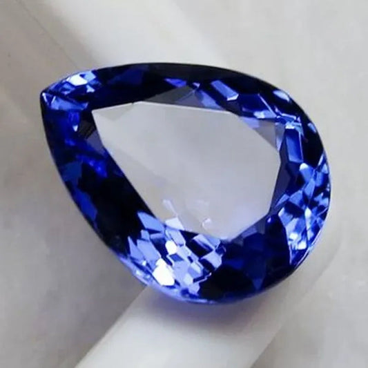 LARGE 5.38CT TOP BLUE TANZANITE UNHEATED 9MMX11MM PEAR SHAPE AAAA+ VVS1 LOOSE GEMSTONE