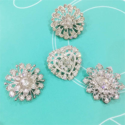 24Pcs Lot Rhinestone Crystal Flower Brooches Pin Set