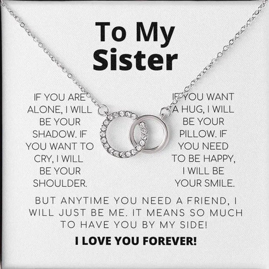 To My Sister 925 Sterling Silver Cubic Zirconia Perfect Pair Necklace Message Card Gifts Sister Necklace Sister Gifts