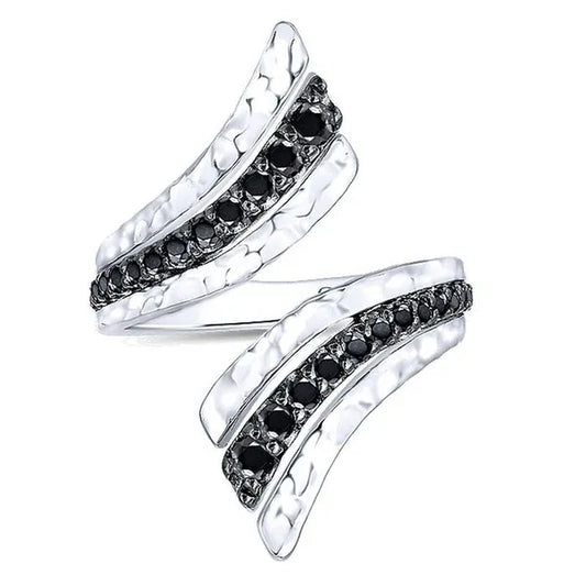 Women's classic creative black and white diamond ring ring 925 silver lady ring