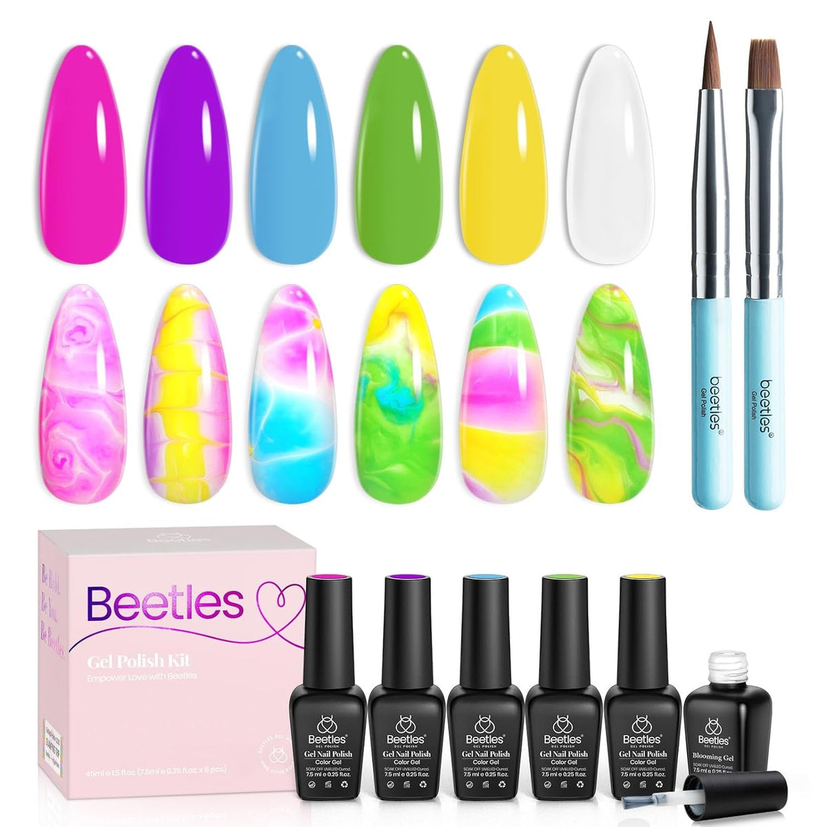 Beetles Pastel Gel Nail Polish,6 Colors Macaron Pink Blue Green Yellow Purple Soft Pastel Gel Polish Soak Off Uv Gel Manicure Spring Gel Polish Nail Art Design DIY Home Salon Gift for Women Girl