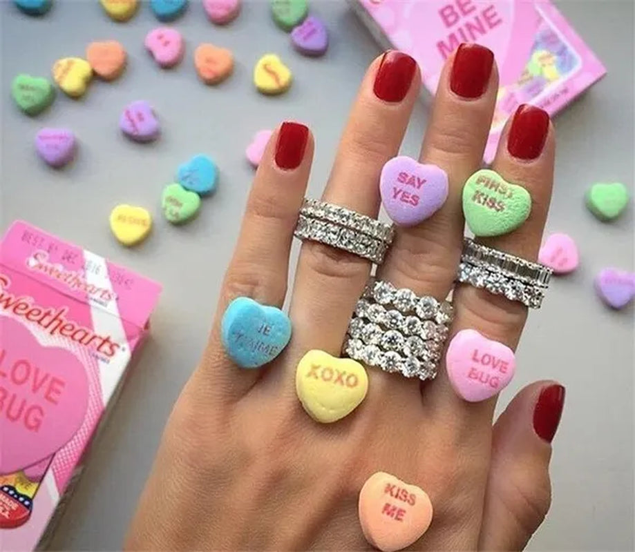 For Beauties! 1PC Pave Setting Square Heart Oval T-Shape Simulated Diamond CZ Eternity Band Engagement Wedding Stone Rings
