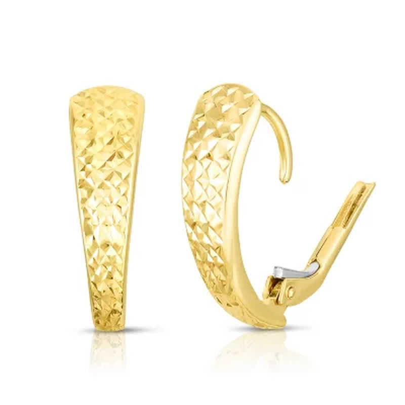 Sparkle Diamond Cut Huggie Earrings in 14K Yellow Gold
