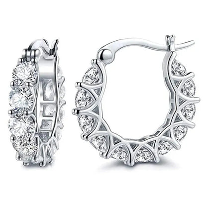 Exquisite Cubic Zirconia Hoop Earrings for Women Elegant Bridal Wedding Gold Earrings Jewelry Gift