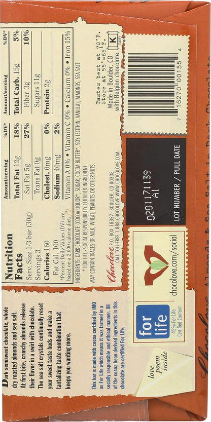 Almonds and Sea Salt in Dark Chocolate, 3.2 Oz