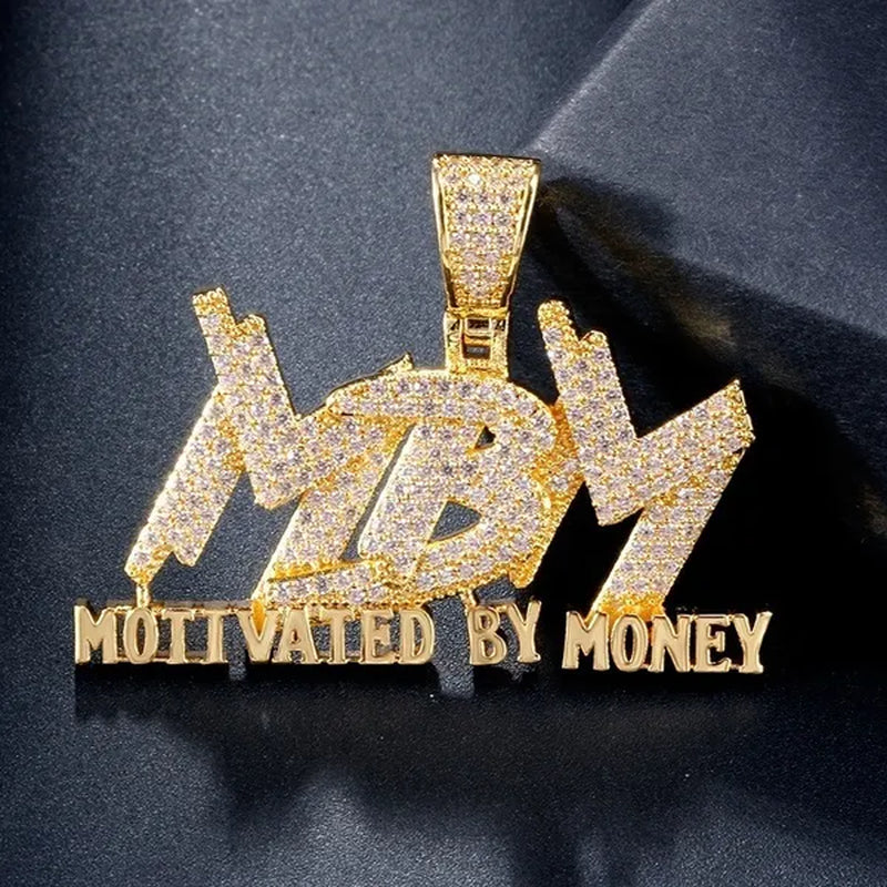 Hip Hop Men and Women Cubic Zircon MBM Letter Pendant Iced Out Full Diamond Necklace Jewelry Gift