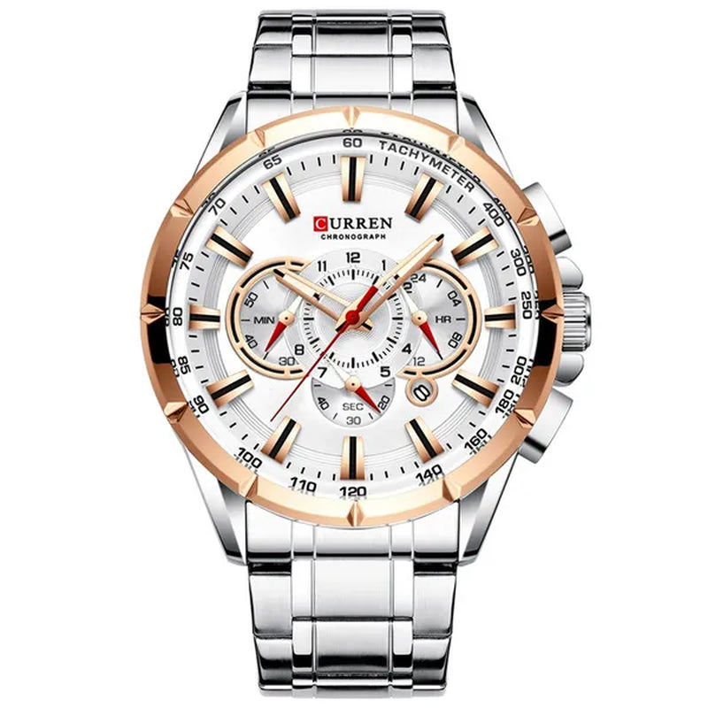 CURREN 8363 Watches For Men Luxury Chronograph Calendar Day Quartz Full Steel Men's Wristwatch