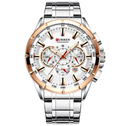 CURREN 8363 Watches For Men Luxury Chronograph Calendar Day Quartz Full Steel Men's Wristwatch