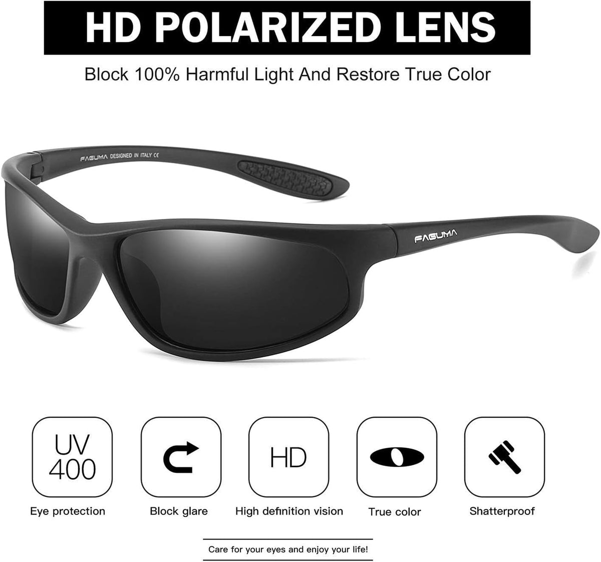 Polarized Sports Sunglasses for Men Cycling Driving Fishing UV400 Protection