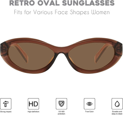 Oval Cat Eye Sunglasses for Women Retro Y2K Style MS52372
