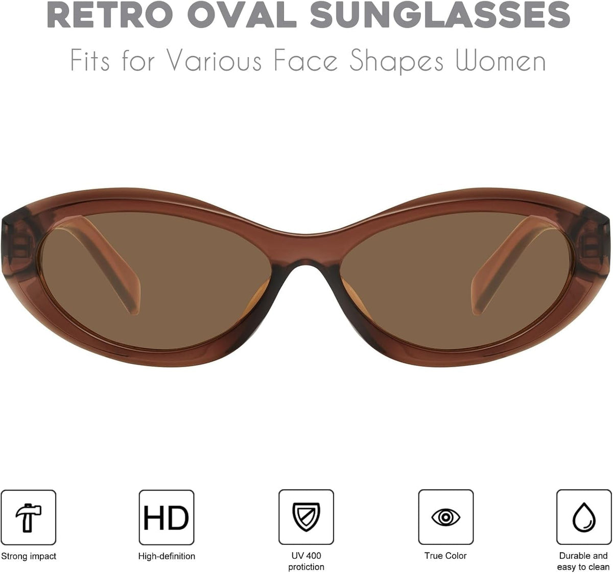 Oval Cat Eye Sunglasses for Women Retro Y2K Style MS52372