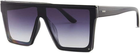 Square Oversized Sunglasses for Women Men Fashion Flat Top Big Black Frame Shades