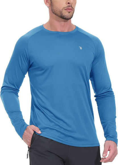 Mens Sun Protection Hiking Shirts Long Sleeve Water UPF 50+ SPF UV Shirts Lightweight Fishing Hiking Swimming
