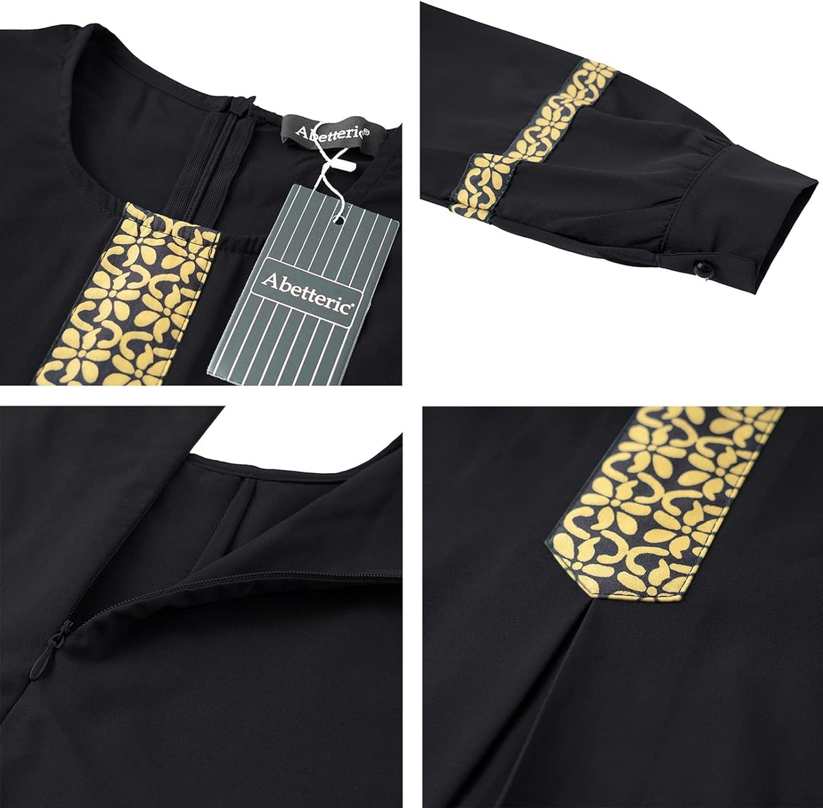 Womens Long Sleeve Ethnic Style Zipper Muslim Dresses Abaya with Hijabs