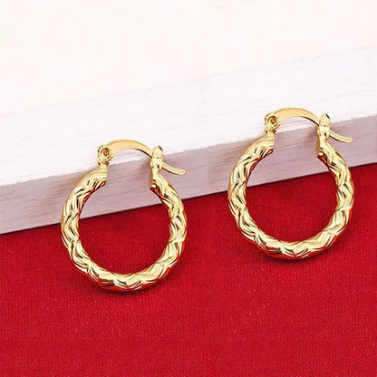 Vintage Geometric Hoop Earrings Gold Plated Earrings for Women Round Earrings Personality Spiral Stud Earrings Bride Wedding Engagement Anniversary Gift Jewelry
