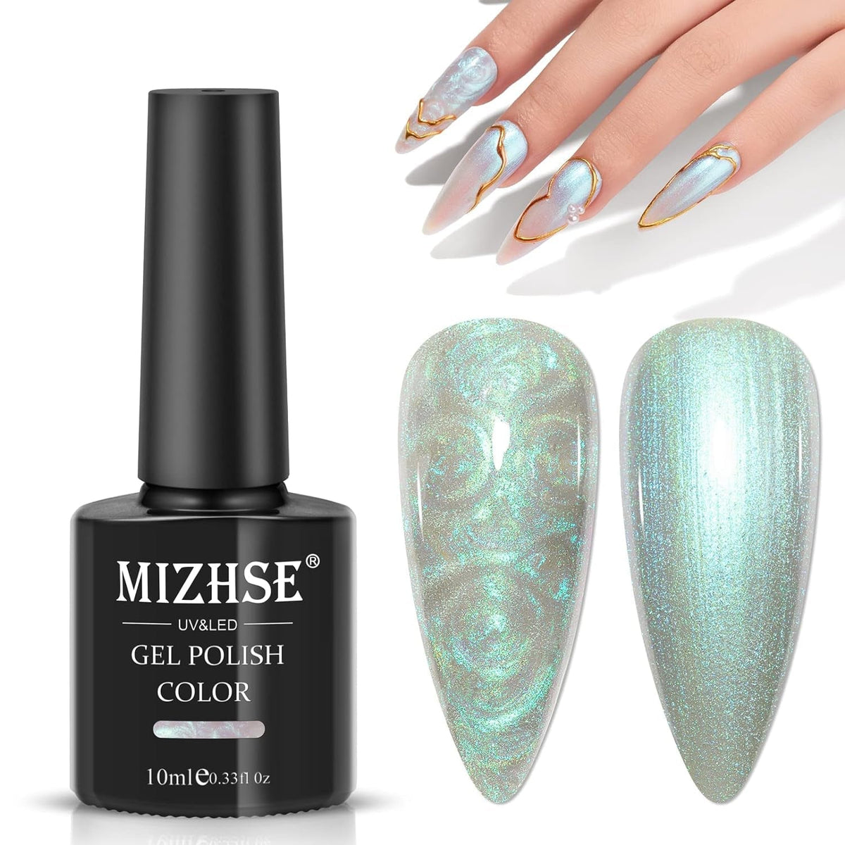 Pearl White Gel Nail Polish Mermaid Shimmer Glitter Drawing Gel Polish Shell Thread UV LED Nail Gel Polish For Home DIY Nail Salon