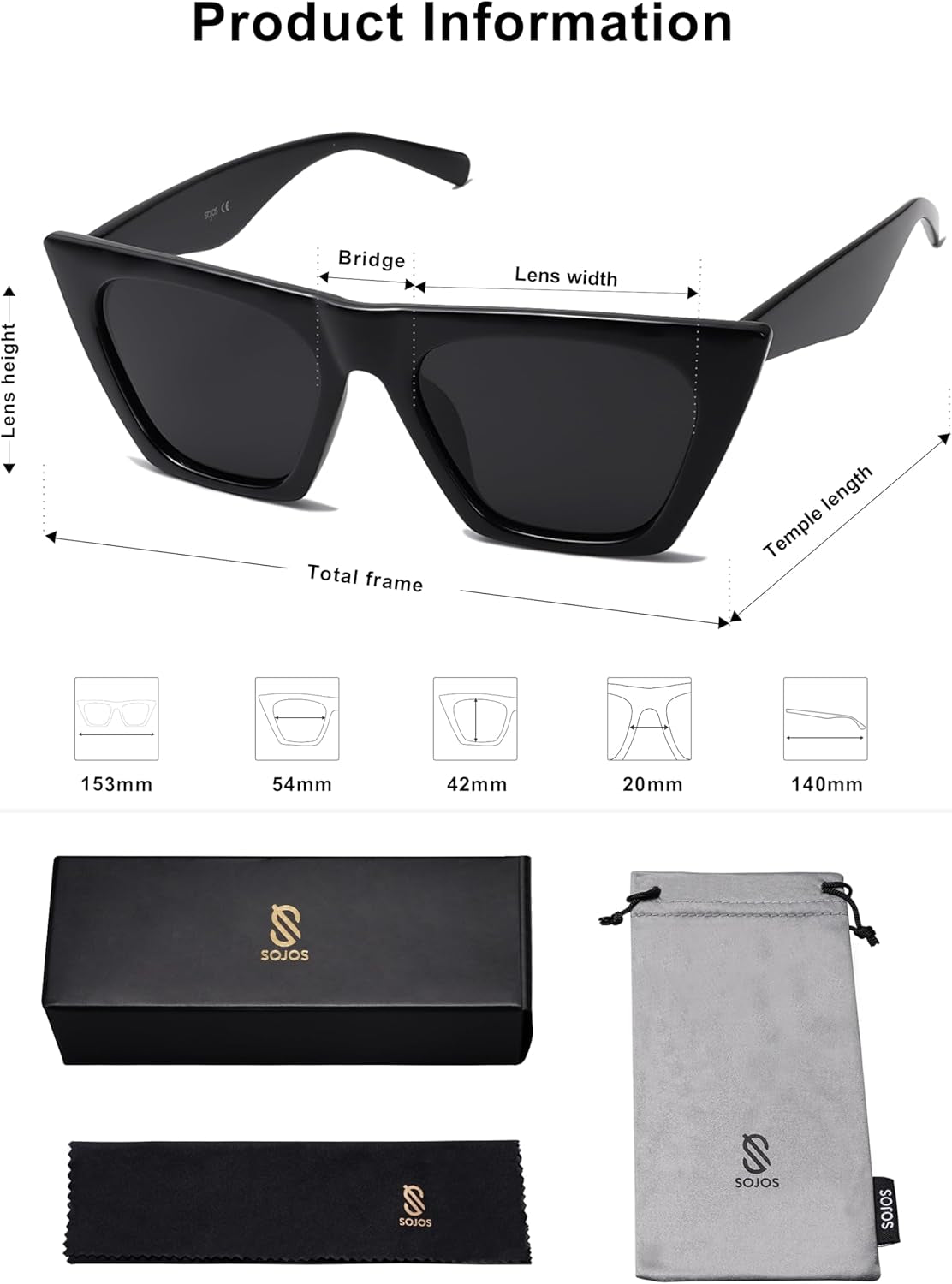 Trendy Oversized Square Cateye Polarized Sunglasses Womens Big Frame Shades SJ2115