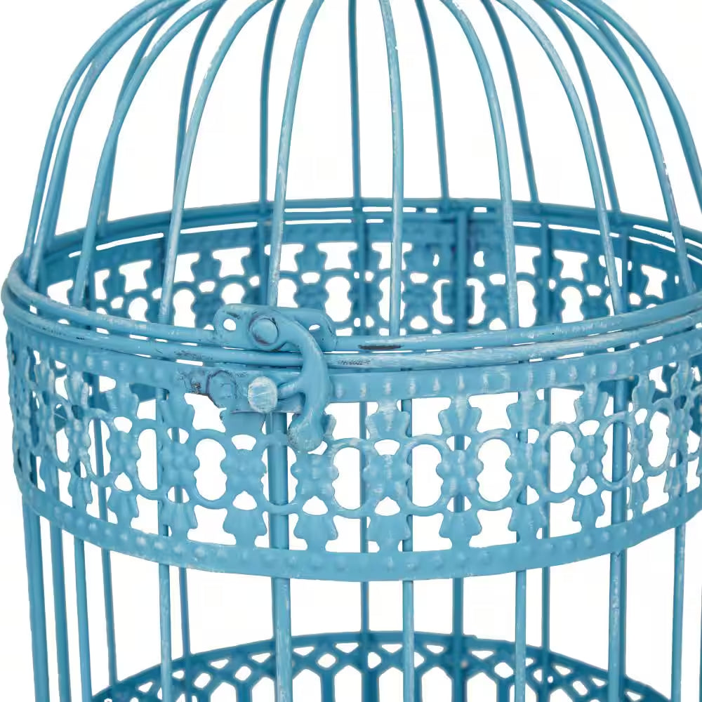 Blue Metal Birdcage with Latch Lock Closure and Hanging Hook (2- Pack)