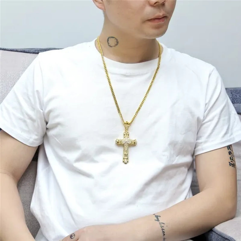 Men's Fashion accessories 925 Silver / Gold DIAMOND Cross Pendant Necklace Chain Cross Necklace